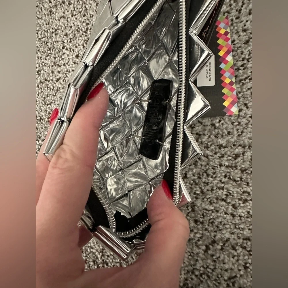 Nahui Ollin Candy Wrapper Bag Silver Clutch Wristlet Small Zippy Bag